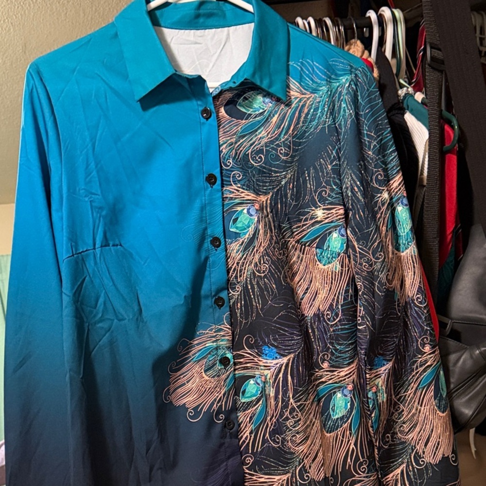 Peacock Feather Print Shirt